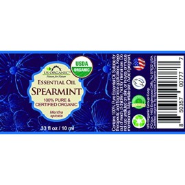 US Organic 100% Pure Spearmint Essential Oil - USDA Certified Organic, Steam Distilled - W/Euro droppers (More Size Variations Available) (10 ml / .33 fl oz) US Organic 100% Pure Spearmint Essential Oil - USDA Certified Organic, Steam Distilled - W/Euro droppers (More Size Variations Available) (10 ml / .33 fl oz)