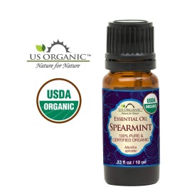 US Organic 100% Pure Spearmint Essential Oil - USDA Certified Organic, Steam Distilled - W/Euro droppers (More Size Variations Available) (10 ml / .33 fl oz) US Organic 100% Pure Spearmint Essential Oil - USDA Certified Organic, Steam Distilled - W/Euro droppers (More Size Variations Available) (10 ml / .33 fl oz)