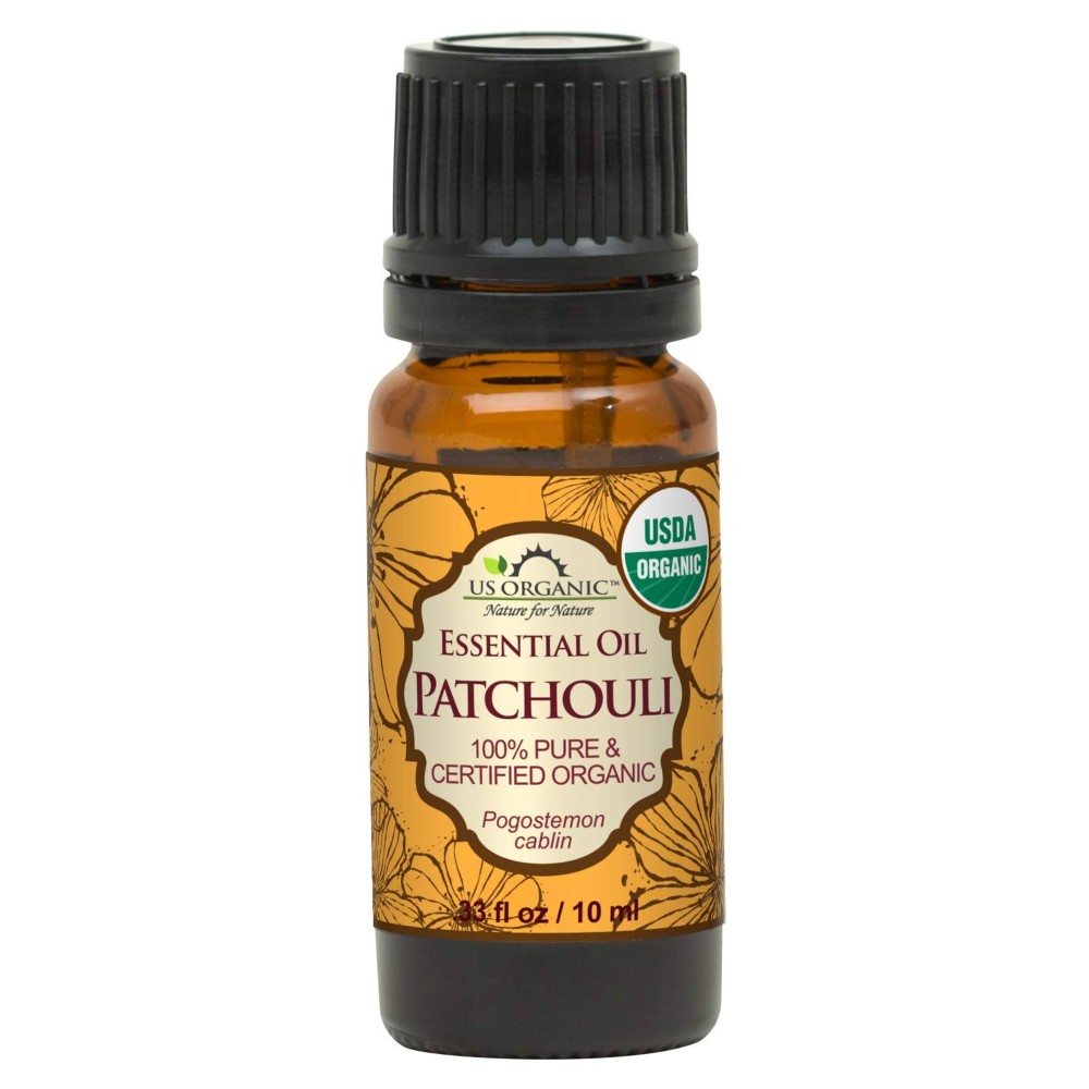 US Organic 100% Pure Patchouli Essential Oil - USDA Certified Organic, Steam Distilled - W/Euro droppers (More Size Variations Available) (10 ml / .33 fl oz)