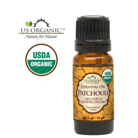US Organic 100% Pure Patchouli Essential Oil - USDA Certified Organic, Steam Distilled - W/Euro droppers (More Size Variations Available) (10 ml / .33 fl oz)