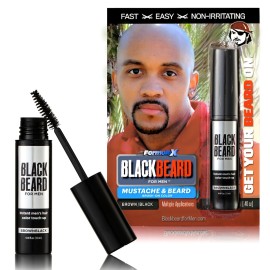 Blackbeard Formula X - Instant, Hypoallergenic, Temporary Tint for 1-Day Beard, Mustache, Eyebrow and Sideburn Color - Brown/Black, 1 Pack