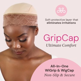 MILANO COLLECTION Ultimate Comfort GripCap, All-In-One Under Wig Cap for Women, Comfort Anti Slip Wig Band With Adjustable Closure, Nude, 1 Pack