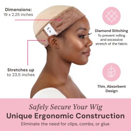 MILANO COLLECTION Ultimate Comfort GripCap, All-In-One Under Wig Cap for Women, Comfort Anti Slip Wig Band With Adjustable Closure, Nude, 1 Pack