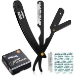 Utopia Care Professional Straight Razor for Men, Barber Straight Edge Razor Safety with 100 Pack Blades, Black