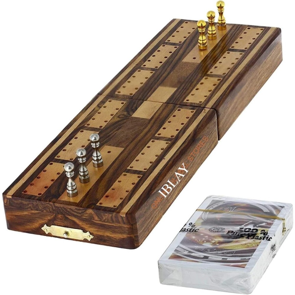 Indian Glance Cribbage Board Game With Storage Unique Metal Pegs And Playing Cards Game Gift Set Box Indian Glance Cribbage Board Game With Storage Unique Metal Pegs And Playing Cards Game Gift Set Box