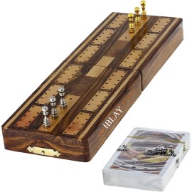 Indian Glance Cribbage Board Game With Storage Unique Metal Pegs And Playing Cards Game Gift Set Box