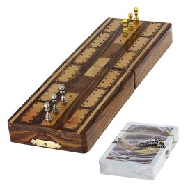 Indian Glance Cribbage Board Game With Storage Unique Metal Pegs And Playing Cards Game Gift Set Box Indian Glance Cribbage Board Game With Storage Unique Metal Pegs And Playing Cards Game Gift Set Box