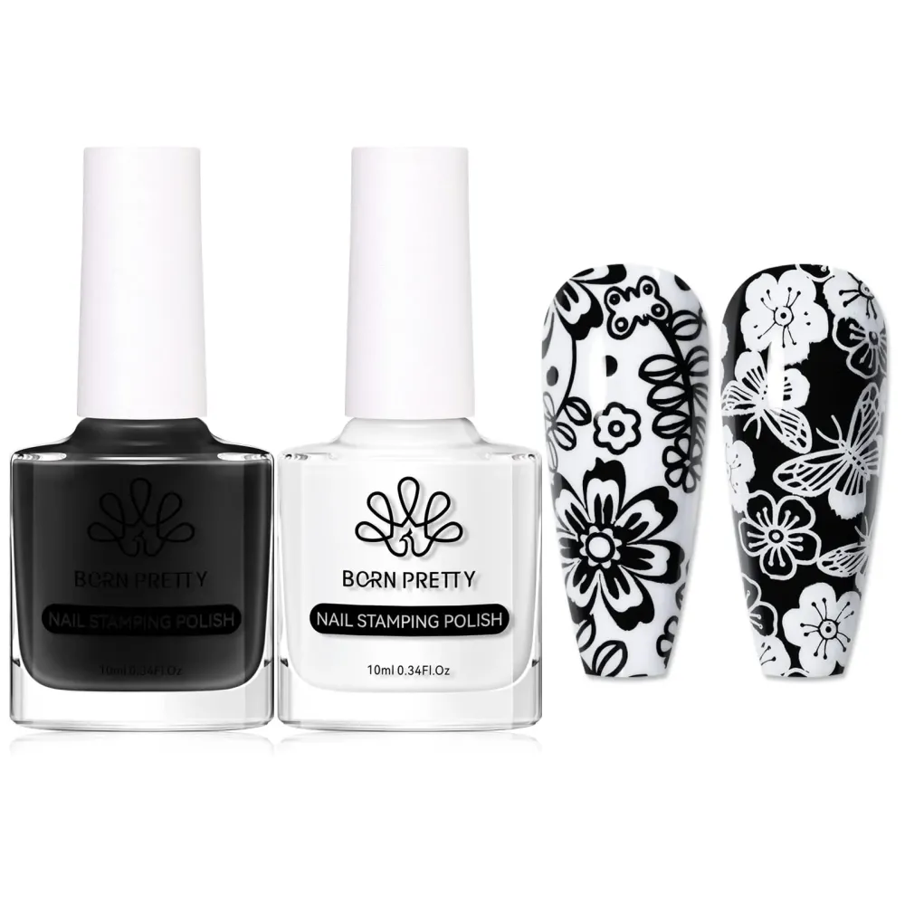 Born Pretty Nail Art Stamping Polish White Black Manicure Image Stamp Polish Set Print Polish Varnish 2 Bottles Born Pretty Nail Art Stamping Polish White Black Manicure Image Stamp Polish Set Print Polish Varnish 2 Bottles