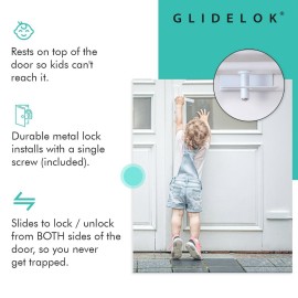 2 Pack - GlideLok Child Safety Door Top Lock | for Interior & Exterior Doors | Lock & Unlock from Both Sides | Stop Kids, Pets, Dogs & Cats from Opening Doors 2 Pack - GlideLok Child Safety Door Top Lock | for Interior & Exterior Doors | Lock & Unlock from Both Sides | Stop Kids, Pets, Dogs & Cats from Opening Doors