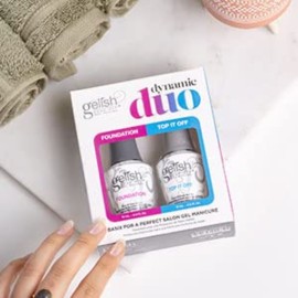 Gelish Dynamic Duo - Foundation Base & Top It Off Sealer Gel Set, Long-lasting, High-Shine Finish for Gel Manicures, Cures Fast in LED/UV Light, No Chips, Soak-Off, 15mL Each.