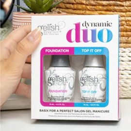 Gelish Dynamic Duo - Foundation Base & Top It Off Sealer Gel Set, Long-lasting, High-Shine Finish for Gel Manicures, Cures Fast in LED/UV Light, No Chips, Soak-Off, 15mL Each.