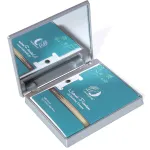 Makeup Mirror with Facial Oil Blotting Paper Sheets - Bamboo Charcoal 100 Counts, Silver Compact Folding Cosmetic Travel Mirror