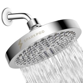 SparkPod Shower Head - High Pressure Rain - Premium Quality Luxury Design - 1-Min Install - Easy Clean Adjustable Replacement for Your Bathroom Shower Heads (Luxury Polished Chrome, 6 Inch Round) SparkPod Shower Head - High Pressure Rain - Premium Quality Luxury Design - 1-Min Install - Easy Clean Adjustable Replacement for Your Bathroom Shower Heads (Luxury Polished Chrome, 6 Inch Round)