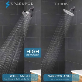 SparkPod Shower Head - High Pressure Rain - Premium Quality Luxury Design - 1-Min Install - Easy Clean Adjustable Replacement for Your Bathroom Shower Heads (Luxury Polished Chrome, 6 Inch Round) SparkPod Shower Head - High Pressure Rain - Premium Quality Luxury Design - 1-Min Install - Easy Clean Adjustable Replacement for Your Bathroom Shower Heads (Luxury Polished Chrome, 6 Inch Round)