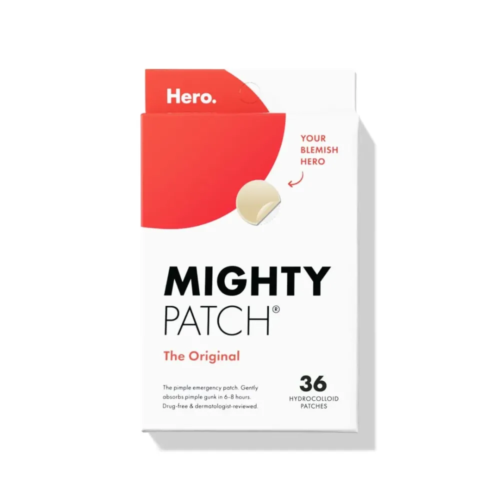 Mighty Patch Original patch from Hero Cosmetics - Hydrocolloid Acne Pimple Patch for Covering Zits and Blemishes in Face and Skin, Vegan-friendly and Not Tested on Animals (36 Count) Mighty Patch Original patch from Hero Cosmetics - Hydrocolloid Acne Pimple Patch for Covering Zits and Blemishes in Face and Skin, Vegan-friendly and Not Tested on Animals (36 Count)