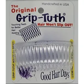 Good Hair Days Grip-Tuth Combs - Set Of 2 Hair Side Combs - For All Types Of Hair - Decorative & Styling Women Accessories (Clear, 3   Wide)