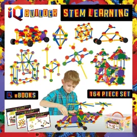 IQ BUILDER | STEM Learning Toys | Creative Construction Engineering | Fun Educational Building Set for Boys & Girls Ages 3-10 | Top Blocks Game Kit