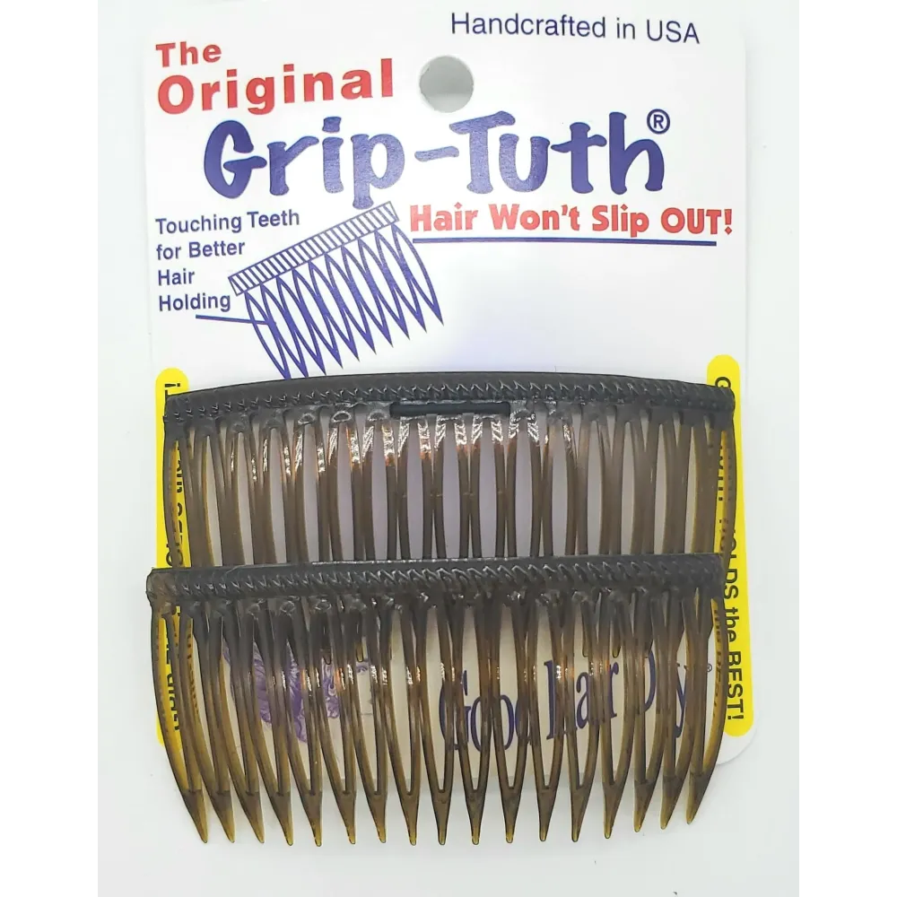 Good Hair Days Grip-Tuth Combs - Set Of 2 Hair Side Combs - For All Types Of Hair - Decorative & Styling Women Accessories (Shell, 3   Wide)