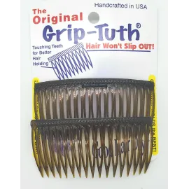 Good Hair Days Grip-Tuth Combs - Set Of 2 Hair Side Combs - For All Types Of Hair - Decorative & Styling Women Accessories (Shell, 3   Wide)
