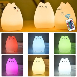 Cat Lamp, NeoJoy Remote Control Silicone Kitty Night Light for Kids Toddler Baby Girls Rechargeable Cute Kawaii Nightlight , White , 4 Piece Set Cat Lamp, NeoJoy Remote Control Silicone Kitty Night Light for Kids Toddler Baby Girls Rechargeable Cute Kawaii Nightlight , White , 4 Piece Set