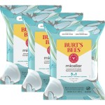 Burt\'s Bees Coconut & Lotus Face Wipes, for All Skin Types, Micellar Makeup Remover & Facial Cleansing Towelettes, 30 Ct. (3-Pack)