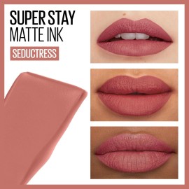 Maybelline Super Stay Matte Ink Liquid Lipstick Makeup, Long Lasting High Impact Color, Up to 16H Wear, Seductress, Light Rosey Nude, 1 Count Maybelline Super Stay Matte Ink Liquid Lipstick Makeup, Long Lasting High Impact Color, Up to 16H Wear, Seductress, Light Rosey Nude, 1 Count