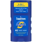 Coppertone Sport Sunscreen Stick SPF 40, Stick Sunscreen for Face and Body, Water Resistant, Travel Size, 1.5 Oz