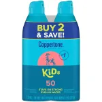 Coppertone Sunscreen Spray SPF 50, Broad Spectrum, Water Resistant for Kids, 1 Pediatrician Recommended Brand, 5.5 Ounce (Pack of 2)
