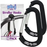 Stroller Hooks for Hanging Diaper Bags - Mommy Stroller Clip and Stroller Accessories Organizer Hook - Large Carabiner Clips for Mom Purse Shopping Grocery Bag and Accessory - (2 Pack) (Carabiner)