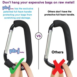 Stroller Hooks for Hanging Diaper Bags - Mommy Stroller Clip and Stroller Accessories Organizer Hook - Large Carabiner Clips for Mom Purse Shopping Grocery Bag and Accessory - (2 Pack) (Carabiner)