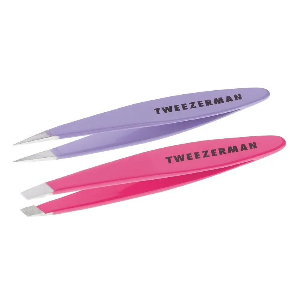 Tweezerman Mini Slant and Point Tip Tweezer - Tweezers Set for Eyebrows, Facial Hair, Ingrown Hairs Tweezerman Mini Slant and Point Tip Tweezer - Tweezers Set for Eyebrows, Facial Hair, Ingrown Hairs