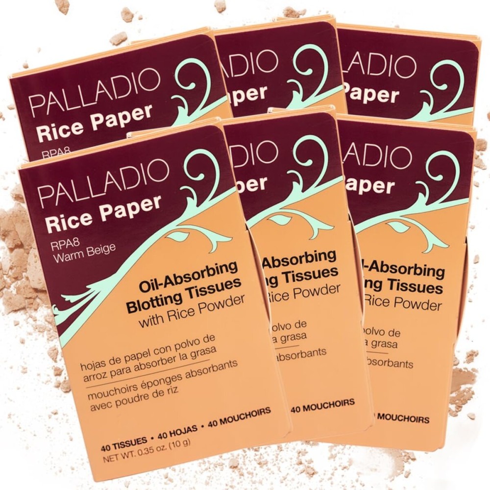Palladio Face Blotting Tissue Sheets Made from Natural Rice Powder for Oily Skin, Oil Absorbing Paper, 2 Sided, Instant Results, Warm Beige, 40 Count Palladio Face Blotting Tissue Sheets Made from Natural Rice Powder for Oily Skin, Oil Absorbing Paper, 2 Sided, Instant Results, Warm Beige, 40 Count