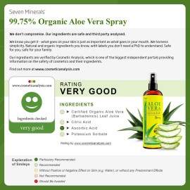 Seven Minerals, Organic Aloe Vera Spray for Body & Hair - From Freshly Cut Aloe Plant, Extra Strong, Easy to Apply, No Thickeners So It Absorbs Rapidly, No Sticky Residue - Made in USA (Big 12 fl oz) Seven Minerals, Organic Aloe Vera Spray for Body & Hair - From Freshly Cut Aloe Plant, Extra Strong, Easy to Apply, No Thickeners So It Absorbs Rapidly, No Sticky Residue - Made in USA (Big 12 fl oz)