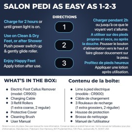 Electric Callus Remover: Rechargeable Electronic Foot File CR900 by Own Harmony(Tested Most Powerful) Best Pedicure Tools w 3 Rollers Professional Pedi Feet Care Sander for Cracked Heels and Hard Skin Electric Callus Remover: Rechargeable Electronic Foot File CR900 by Own Harmony(Tested Most Powerful) Best Pedicure Tools w 3 Rollers Professional Pedi Feet Care Sander for Cracked Heels and Hard Skin