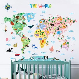 DECOWALL SG2-1615S Animal World Map Kids Wall Decals Wall Stickers Peel and Stick Removable Wall Stickers for Kids Nursery Bedroom Living Room (Large) DECOWALL SG2-1615S Animal World Map Kids Wall Decals Wall Stickers Peel and Stick Removable Wall Stickers for Kids Nursery Bedroom Living Room (Large)
