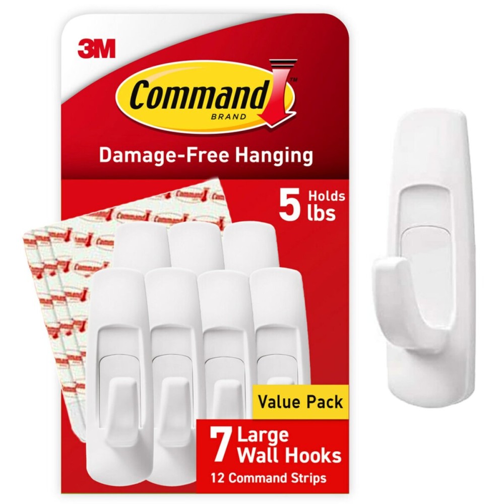 Command Large Utility Hooks, 7-Hooks, 12-Strips, Organize Damage-Free Command Large Utility Hooks, 7-Hooks, 12-Strips, Organize Damage-Free