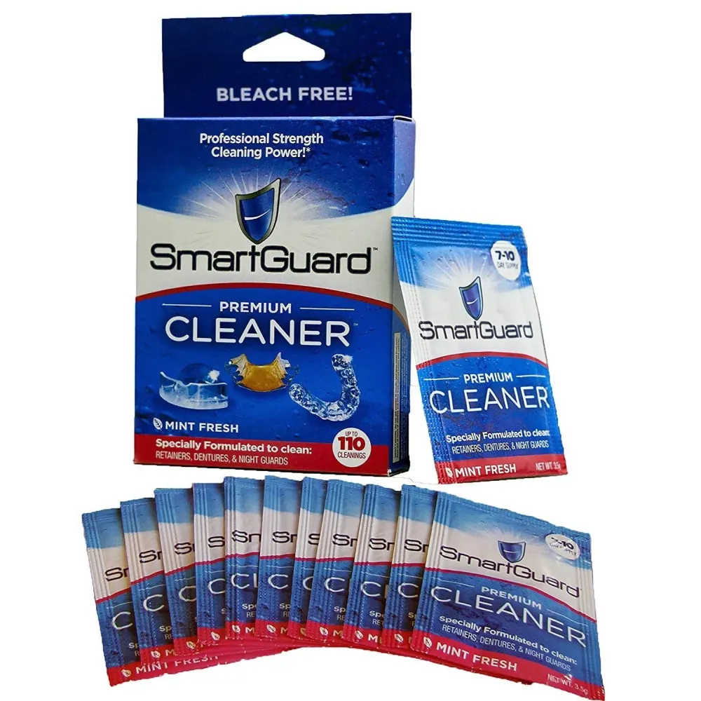 SmartGuard Premium Cleaner Crystals -(110 Cleanings)- Removes Stain, Plaque & Bad Odor from Dentures, Clear Braces, Mouth Guard, Night Guard & Retainers.