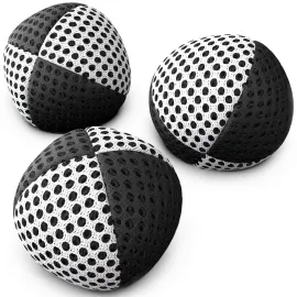 speevers Juggling Balls for Beginners and Professionals Set of 3, Juggling Bean Bags 14 Colors Available, 2 Layers of Net and Carry Case, Original Xballs Juggling Balls (Black - White, 4.2 oz)