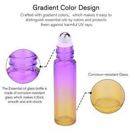 PrettyCare 12 Pack, 10 ml Essential Oil Roller Bottles with Stainless Steel Roller Ball - Refillable Leak-proof Empty Thick Rainbow Glass Roll on Bottles with Metal Caps for Travel, Perfume PrettyCare 12 Pack, 10 ml Essential Oil Roller Bottles with Stainless Steel Roller Ball - Refillable Leak-proof Empty Thick Rainbow Glass Roll on Bottles with Metal Caps for Travel, Perfume