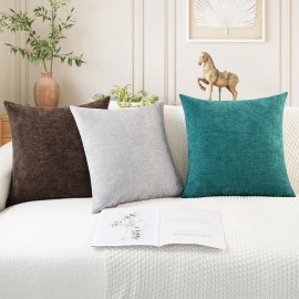 CaliTime Throw Pillow Covers Decorative 18 X 18 Inches Pack of 2 Cozy Chenille Cushion Cases for Couch Sofa Bed Living Room Home Teal CaliTime Throw Pillow Covers Decorative 18 X 18 Inches Pack of 2 Cozy Chenille Cushion Cases for Couch Sofa Bed Living Room Home Teal
