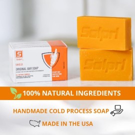 Solpri Shield Athletic Tea Tree Soap Bar with Lemongrass Eucalyptus Oil 4 oz (2 Pack) Protects Skin from Jock Itch, Athlete\'s Foot, Ringworm for Humans MADE IN USA