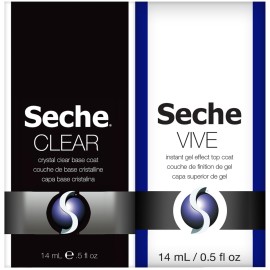 Seche Clear/Vive Base Coat and Gel Top Coat Duo Pack - Nail Strengthening & Long-Lasting High Shine, Top Coat Gel Nail Polish, Manicure Set, 14 mL Each