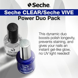 Seche Clear/Vive Base Coat and Gel Top Coat Duo Pack - Nail Strengthening & Long-Lasting High Shine, Top Coat Gel Nail Polish, Manicure Set, 14 mL Each Seche Clear/Vive Base Coat and Gel Top Coat Duo Pack - Nail Strengthening & Long-Lasting High Shine, Top Coat Gel Nail Polish, Manicure Set, 14 mL Each