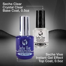 Seche Clear/Vive Base Coat and Gel Top Coat Duo Pack - Nail Strengthening & Long-Lasting High Shine, Top Coat Gel Nail Polish, Manicure Set, 14 mL Each Seche Clear/Vive Base Coat and Gel Top Coat Duo Pack - Nail Strengthening & Long-Lasting High Shine, Top Coat Gel Nail Polish, Manicure Set, 14 mL Each