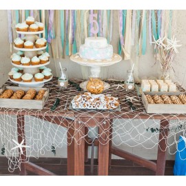 Natural Fish Net Party Decorations for Pirate Party, Hawaiian Party, Nautical Themed Cotton Fishnet Party Accessory