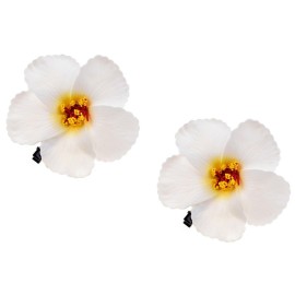 Love Sweety 2pc Hawaiian Plumeria Hair Clips Delicate Dew Galsang Flower Barrettes for Beach Party(White) Love Sweety 2pc Hawaiian Plumeria Hair Clips Delicate Dew Galsang Flower Barrettes for Beach Party(White)