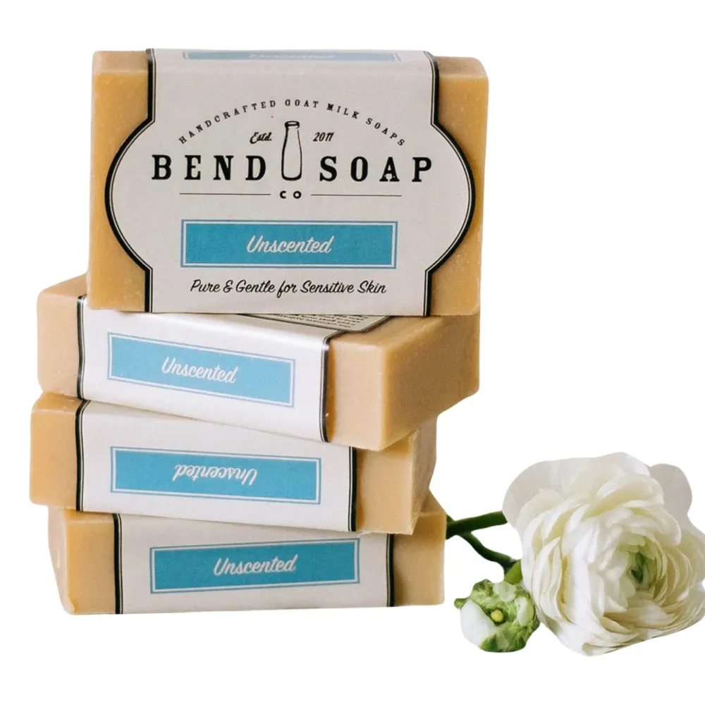 Bend Soap Company All Natural Handmade Goat Milk Soap for Dry Skin Relief, Unscented, 18 Oz, Pack of 4 Bend Soap Company All Natural Handmade Goat Milk Soap for Dry Skin Relief, Unscented, 18 Oz, Pack of 4