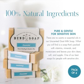 Bend Soap Company All Natural Handmade Goat Milk Soap for Dry Skin Relief, Unscented, 18 Oz, Pack of 4 Bend Soap Company All Natural Handmade Goat Milk Soap for Dry Skin Relief, Unscented, 18 Oz, Pack of 4