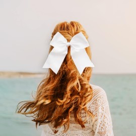 White Jumbo Bow Clip with Tails White Jumbo Bow Clip with Tails