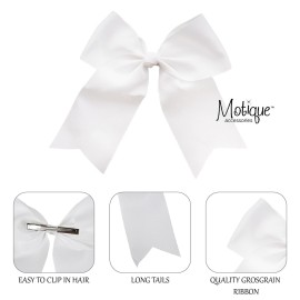 White Jumbo Bow Clip with Tails White Jumbo Bow Clip with Tails